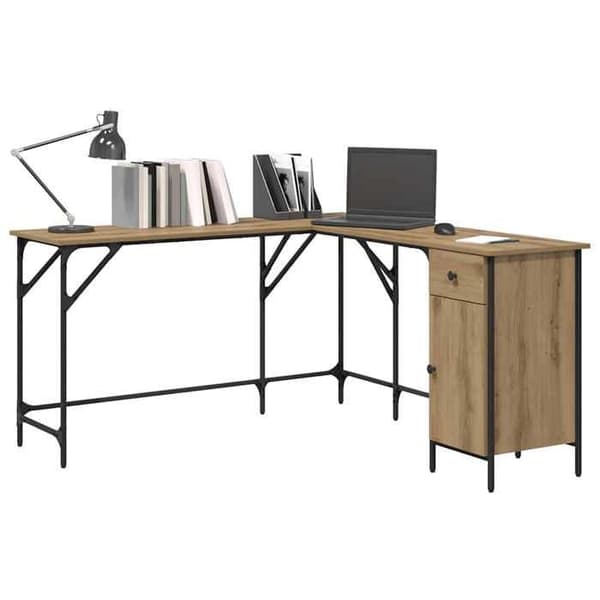 Maison Exclusive - Kontor i håndlavet egetræ, ingeniørtræ 141 x 141 x 75 cm