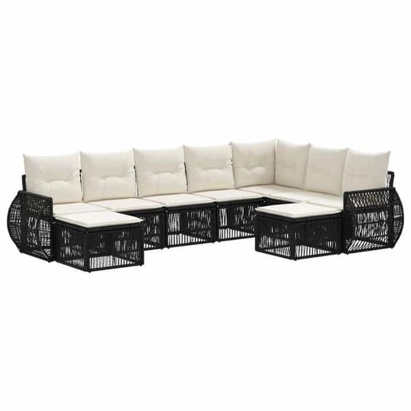 Havemøbel sæt - MAISON EXCLUSIVE - Modulerbart - 9 dele - Vejrbestandig poly rattan - Sort Svart