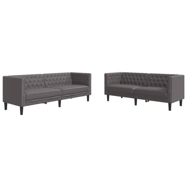 Maison Exclusive - Chesterfield sofa sæt 2 stk grå kunstlæder