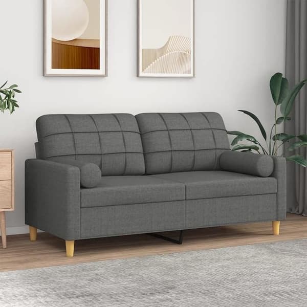 Soffa 2 platser - Maison Exclusive - Mörkgrå - Tyg 100% polyester - Robust metallram mörkgrå