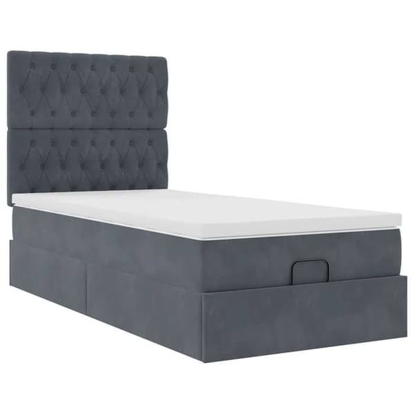 Sengestel ottoman - Eksklusivt hjem - Mørkegrå - 90 x 190 cm - Madras 20 cm Mörkgrå