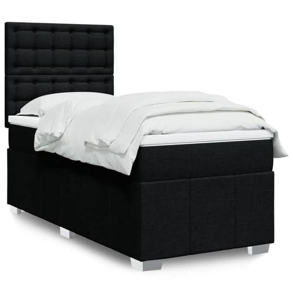 Maison Exclusive - Sengebund med lameller og madras Sort 100x200 cm Stof