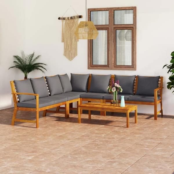 Maison Exclusive - Havegruppe 6 stk med pude i solid akacietræ
