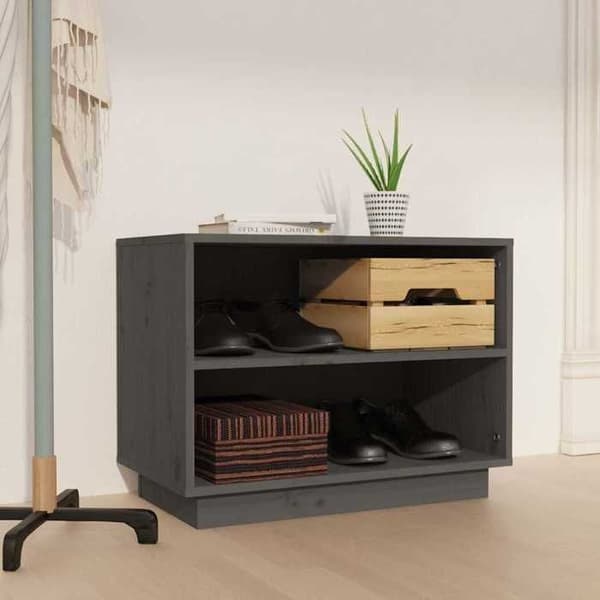 Maison Exclusive - Kenkäkaappi Harmaa 60x34x45 cm Massiivipuu