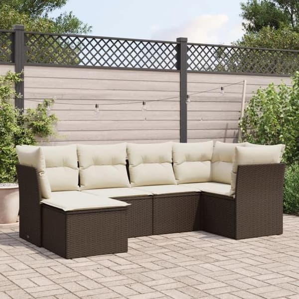 Maison Exclusive - Trädgårdsmöbler med kuddar 6 delar brun flätad resin brun