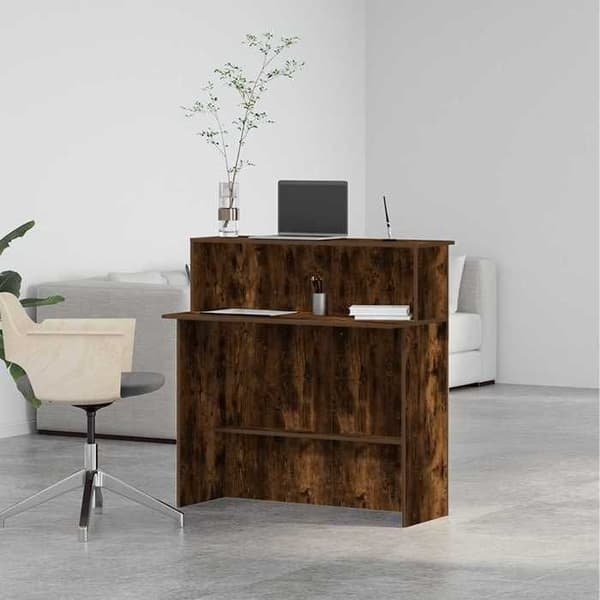 Maison Exclusive - Reception desk røgfyldt eg 100x50x103,5cm ingeniørtræ Rökt ek