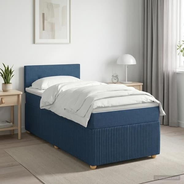 Maison Exclusive - Boxspring-sänky sinisellä patjalla 90 x 190 cm Kangas Blå