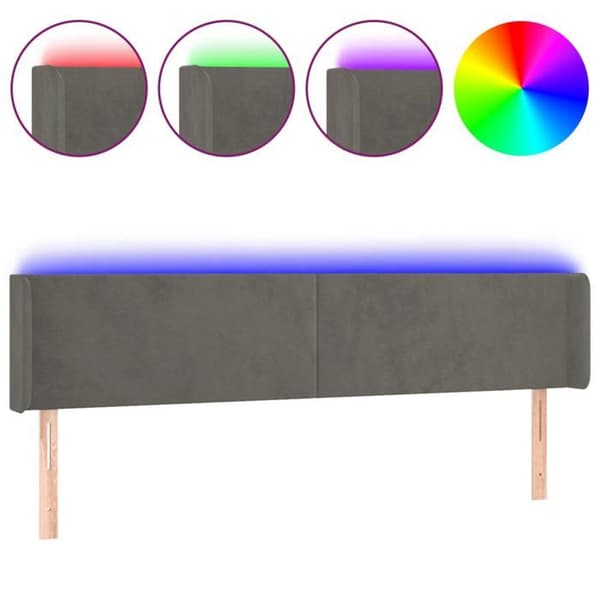 Maison Exclusive - LED-päätyharso Tummanharmaa 163x16x78/88 cm Sametti mörkgrå