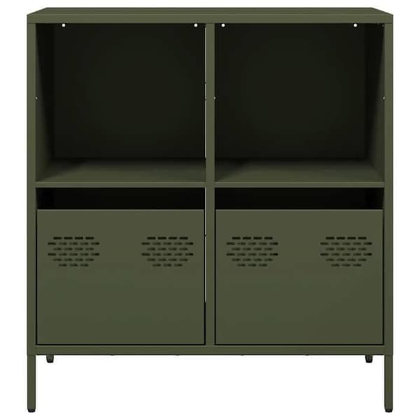 Maison Exclusive - Buffet grøn oliven 68x39x73,5 cm koldvalset stål