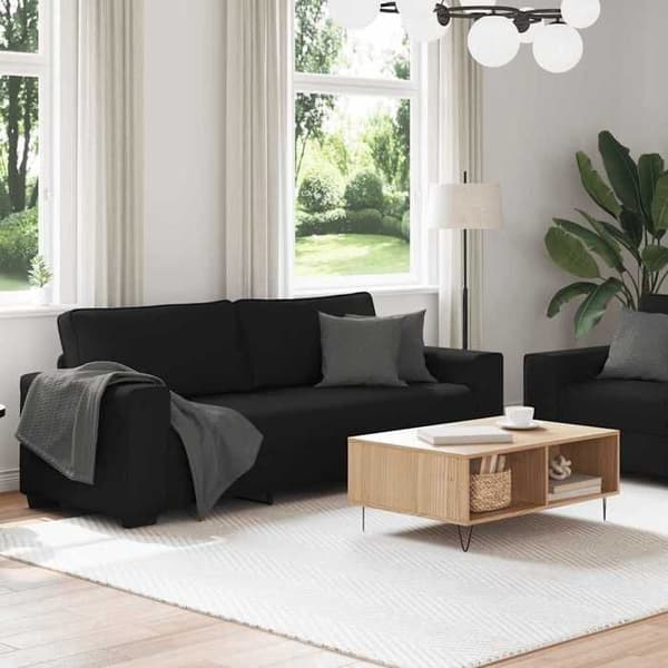 Maison Exclusive - 2-delars soffgrupp med svarta tygkuddar Svart