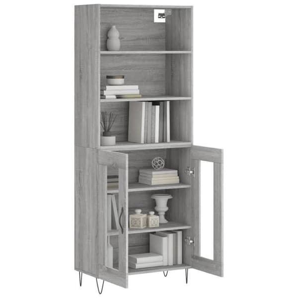 Maison Exclusive - Buffé hög Sonoma grå 69,5x34x180 cm Ingenjörsträ