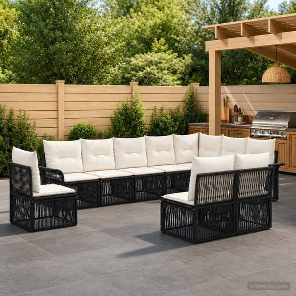 Maison Exclusive - Sæt af 10 pc have-sofaer i sort polyrotin