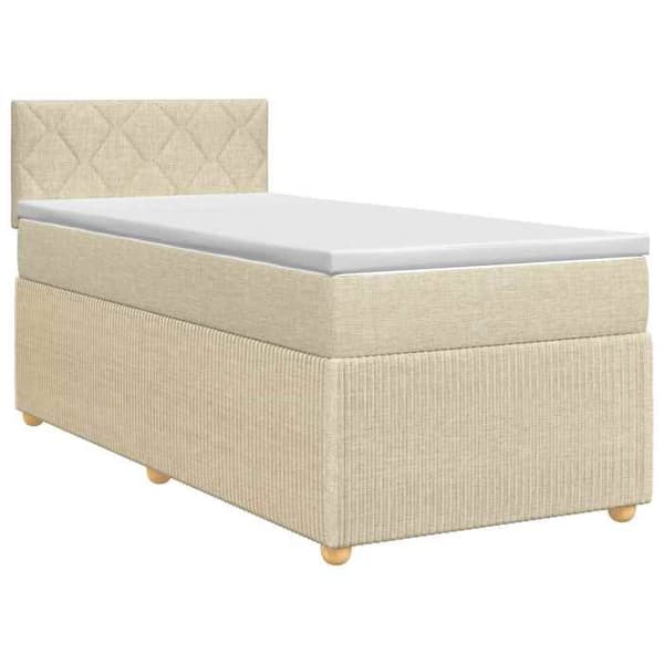 Maison Exclusive - Boxspring säng med madrass Crème 90 x 200 cm Tyg