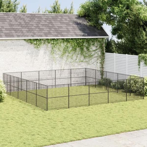 Exklusivt hus - Hundpark 20 paneler svart galvaniserat stål