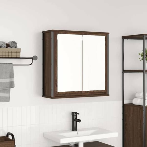Maison Exclusive - Väggmonterad badrumsspegelskåp ek brun 60x21x60 cm