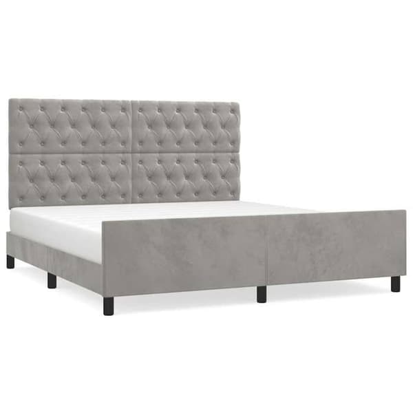 Sengestel - EKSKLUSIV HUS - 160x200 cm - Velour - Lys grå - Justerbar hovedgærde Ljusgrått