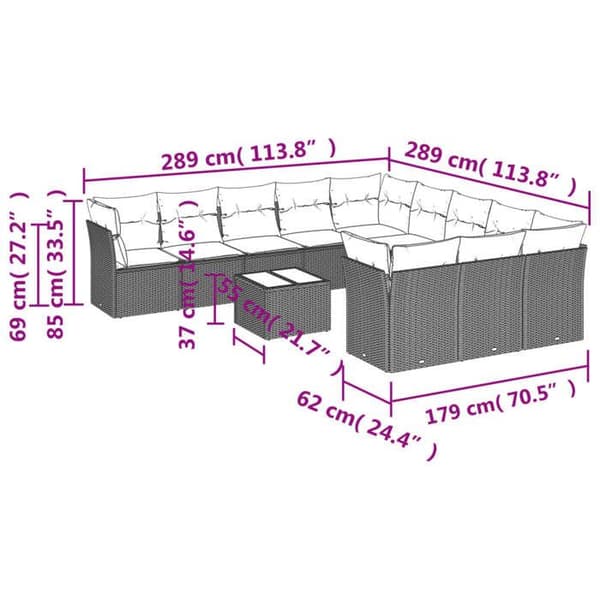 Maison Exclusive - Trädgårdsmöbler med kuddar 12 delar ljusgrå flätad resin