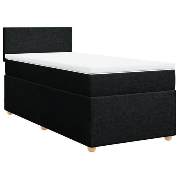 Sengebund med madras - 100x200 cm - Sort - Polyesterstof - Tilpasselige LED-lys
