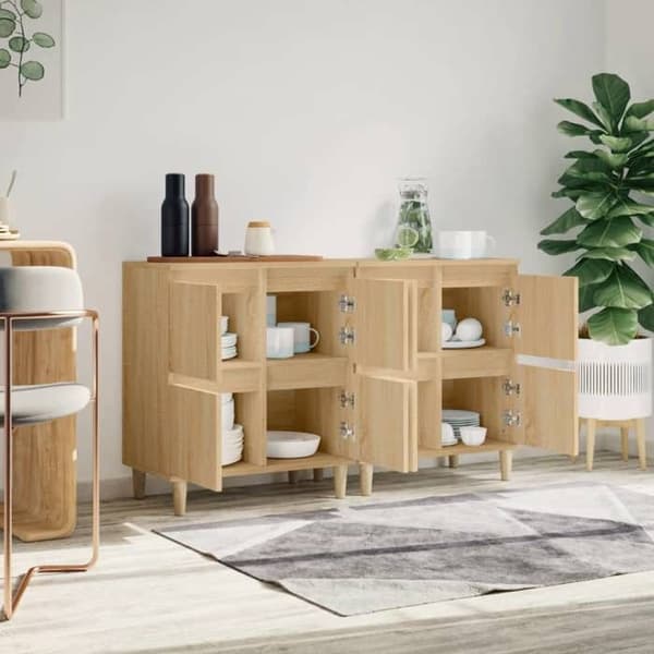 Maison Exclusive - Bufféer 2 st ek sonoma 60x35x70 cm ingenjörsträ