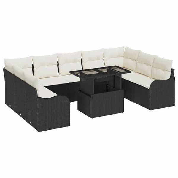 Maison Exclusive - 10 osan puutarhakalustesarja 9-hengen Musta