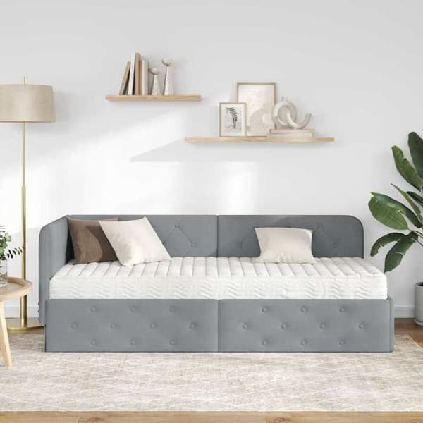 Maison Exclusive - Vaaleanharmaa kulmasänky 80 x 200 cm kangas Ljusgrått