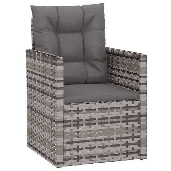 Maison Exclusive - Puutarhatuoli tyynyillä Harmaa punottu muovi