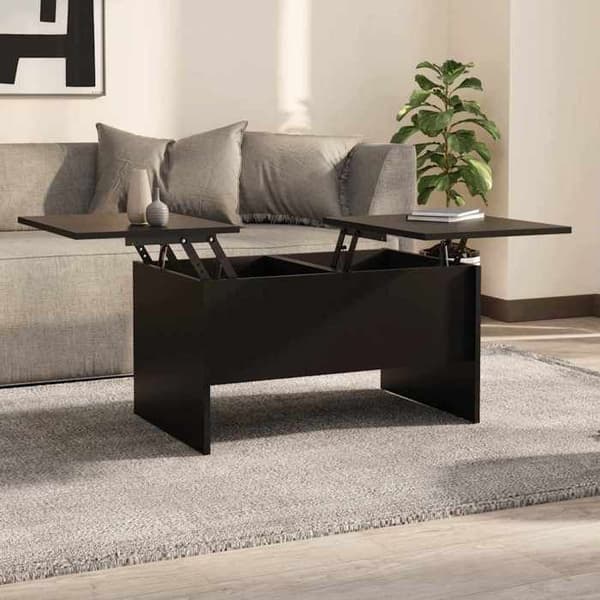 Maison Exclusive - Sort sofabord 80x50x42,5 cm i ingeniørtræ