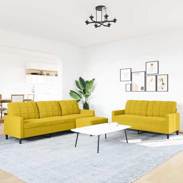 Maison Exclusive - 3-delars soffgrupp med kuddar i gul sammet