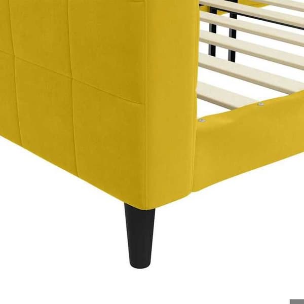 Sofa - EKSKLUSIV HUS - 2 i 1 Sofa - 90 x 200 cm - Gul velour - Lamelseng Gul