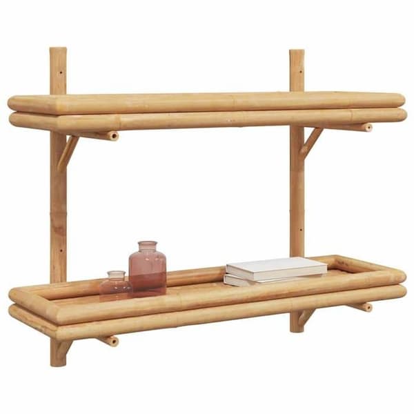 Vägghylla - EXKLUSIV HEM - 75 x 26 x 60 cm - Bambu - Brun - Rektangulär brun