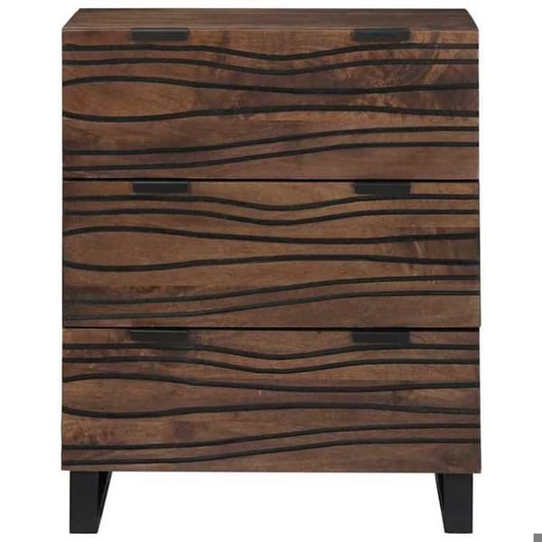 Buffet - EKSKLUSIVT HUS - 60 x 33,5 x 75 cm - Massivt mangotræ - Jernben - Skuffer brun