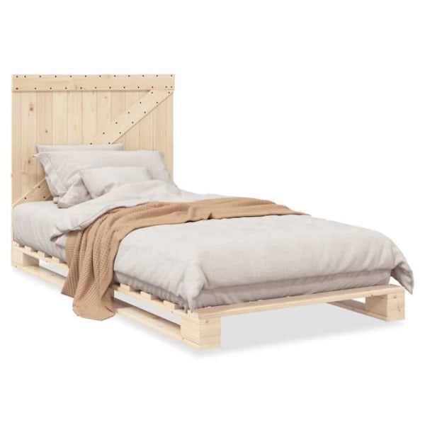 Sengeramme og sengegavl 100x200 cm massiv fyrretræ104 [cm] Brun