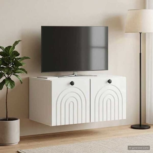 Exklusivt Hem - Väggmonterad TV-möbel Väggmontering Vit glansig 59,5 x 41 x 30 cm