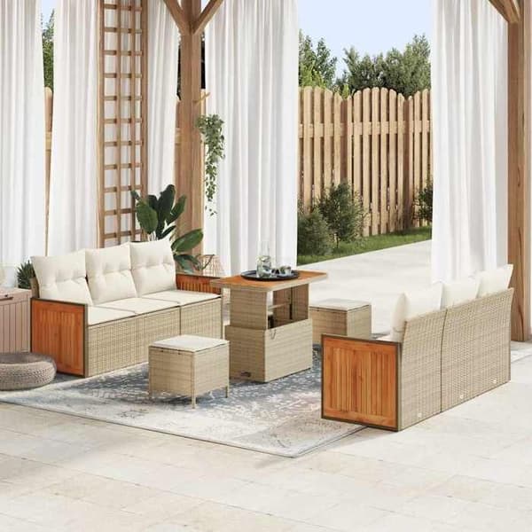 Maison Exclusive - 11-delars trädgårdsoff-set 8-sits Neutrala färger