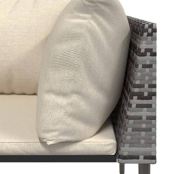 Hjørnesofa til haven - EKSKLUSIV HUS - Modulerbar sofa 2 stk - Grå - Flettet resin - Stålramme, polstrede puder grå