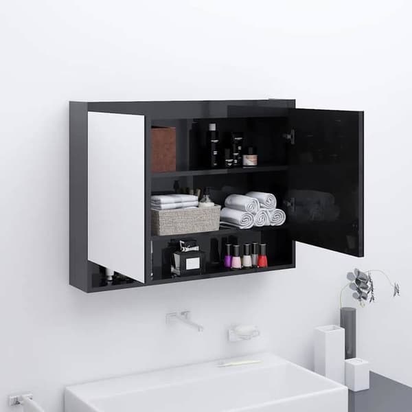 Maison Exclusive - Badeværelsesspejlskab 80x15x60 cm MDF Sort højglans