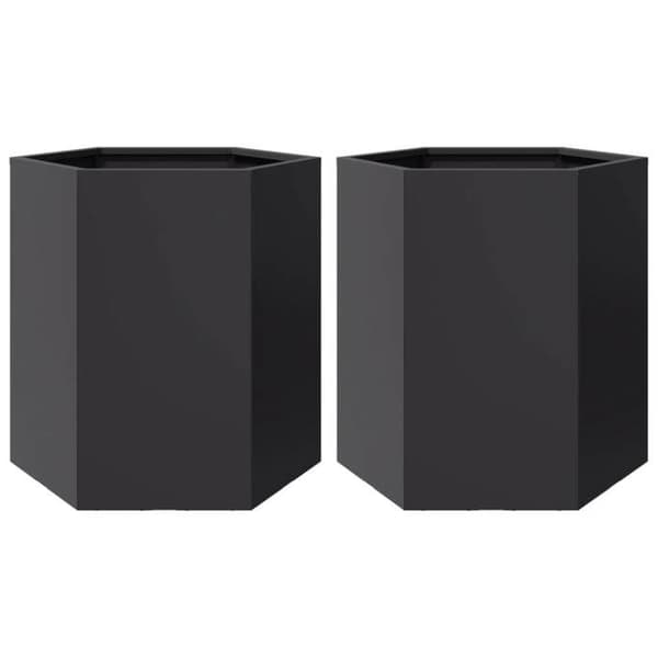 Höjdplanteringslåda - EXKLUSIVT HUS - Höjdmodell - Stål - Hexagonal - 46x40x45 cm (set om 2) Svart
