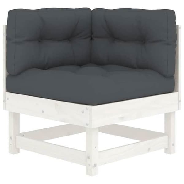 Maison Exclusive - Hörnsoffor med kuddar 2 st vit massiv furu Vit