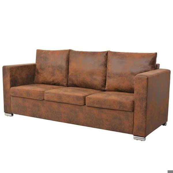Maison Exclusive - 3-delars soffa i syntetiskt mocka kastanj