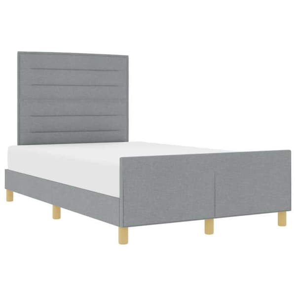 Sängram - EXKLUSIV HEM - Modern Sammet - 140 x 190 cm - Ljusgrå - Dold förvaring Ljusgrått