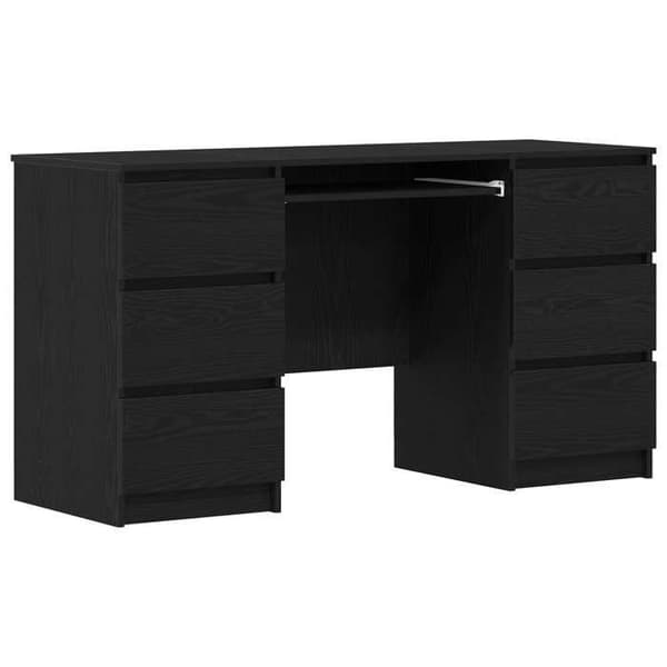 Maison Exclusive - Kontor Sort egetræ Ingeniørtræ 140 x 50 x 76 cm svart ek