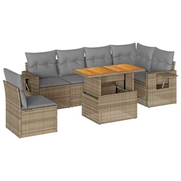Maison Exclusive - Trädgårdsmöbler med kuddar 7 delar beige flätad resin beige
