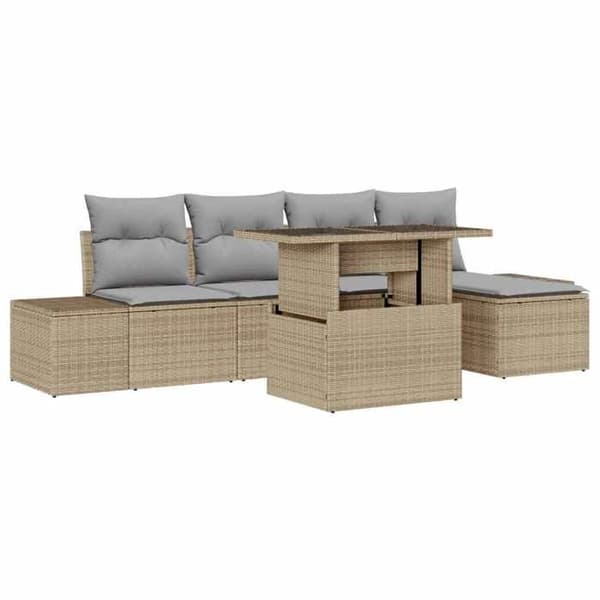 Maison Exclusive - 6-delt have-sofa sæt i beige og lys grå polyrotin