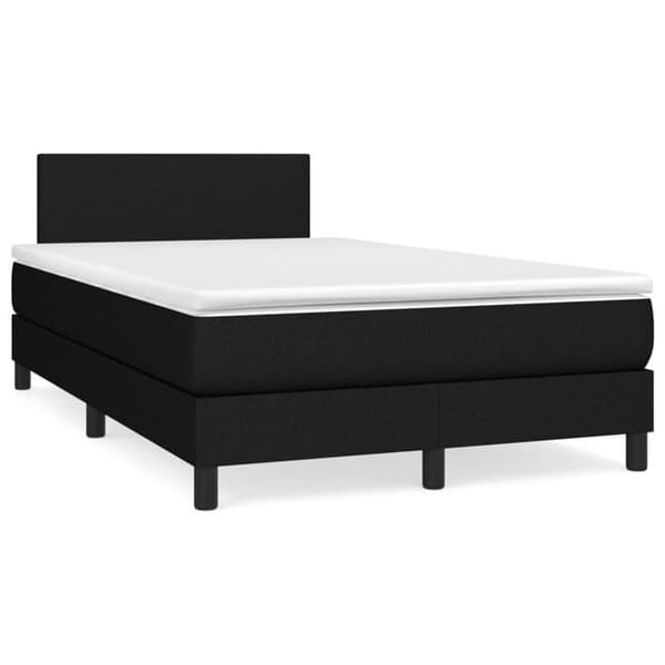 Maison Exclusive - Sengestel med lameller, madras og sort LED 120x190 cm stof