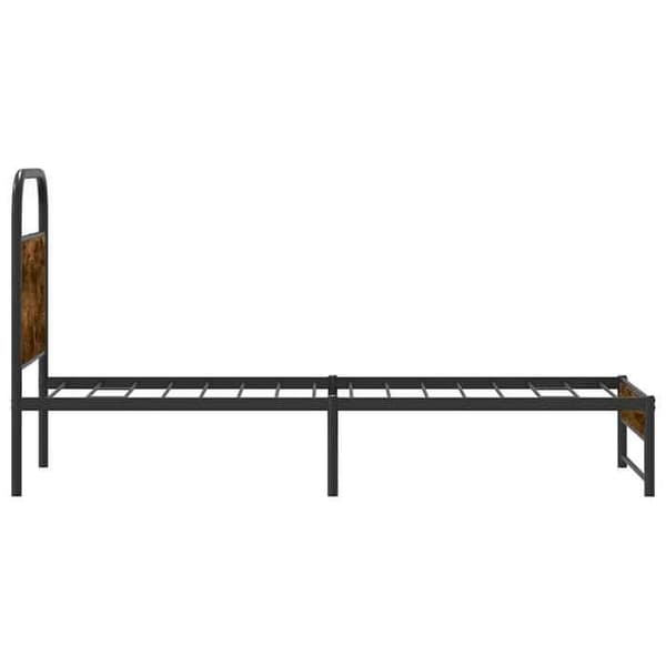 Sengestel - EKSKLUSIV HUS - 75x190 cm - Røget eg - Stål og træ - Lamelseng Rökt ek