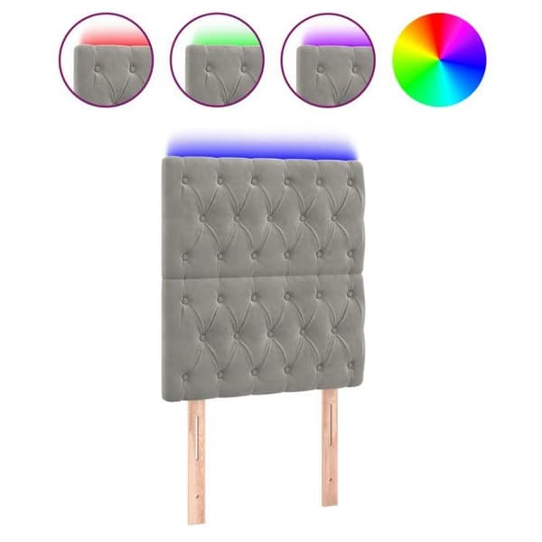 Maison Exclusive - LED-päätyharso Vaaleanharmaa 80x7x118/128 cm Sametti ljusgrått