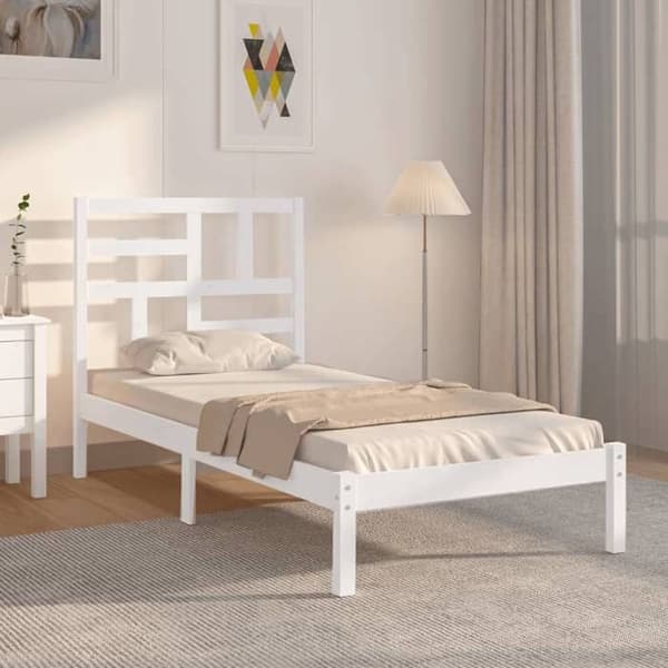 Maison Exclusive - Sengegavl uden madras hvid massiv træ 100x200 cm Vit