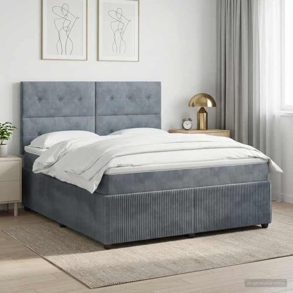Maison Exclusive - Boxspring-sänky tummanharmaalla patjalla 180 x 200 cm Sametti Mörkgrå