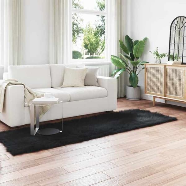 Maison Exclusive - Väärennetty TAFALLA Matto Musta 80 x 250 cm Polyesteri