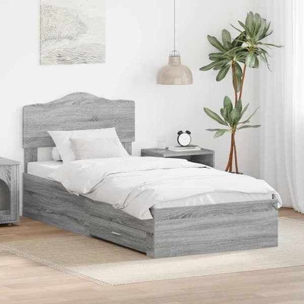 Maison Exclusive - Sängram Grå Sonoma 100 x 200 cm Ingenjörsträ